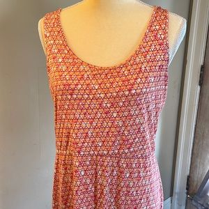 A.N.A. Twisted Racerback Maxi Tank Dress Peach Geo Print Size L